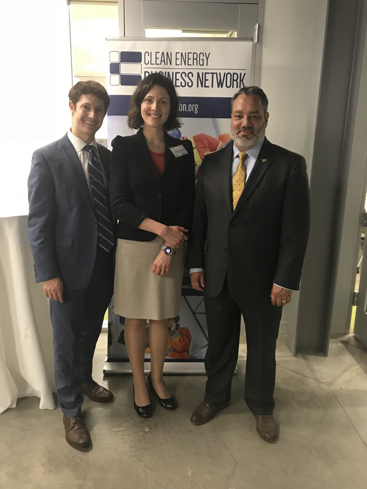 CEBN staff and leadership gather at the forum. L to R: Andy Barnes, Program Manager, CEBN; Lynn Abramson, President, CEBN; and James Jackson, Chairman of the Board, CEBN and Chief Business Development Officer, Thermal Energy Partners.